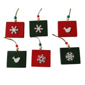 Adornos Navideños Clararte Bmr01 Bloques Madera Rectangular