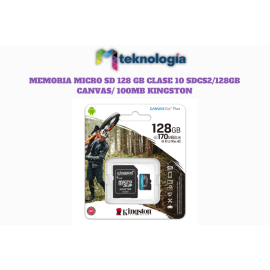 Memoria micro SD 128GB clase 10 canvas Kington