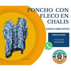 Ponchos con Fleco fabricados en tela chalis