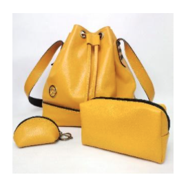 BOLSA JUDÍA, COSMETIQUERA, MONEDERA EN CUERO MOSTAZA