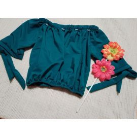 Blusa enresortada en tela popelina