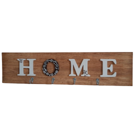 Perchero De Pared Clararte P4G01 Letrero Hogar Madera 4 Ganchos