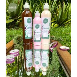 Shampoo, acondicionador y tratamiento de Cebolla y Romero