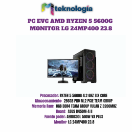 Pc evc amd ryzen 5600G con monitor LG 23.8 pulgas