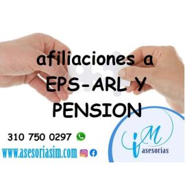 Afiliaciones a la seguridad social, a la eps, pensión, arl