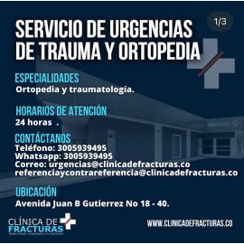 Servicios de urgencias ortopédicas y de traumatología, consulta externa y fisioterapia.